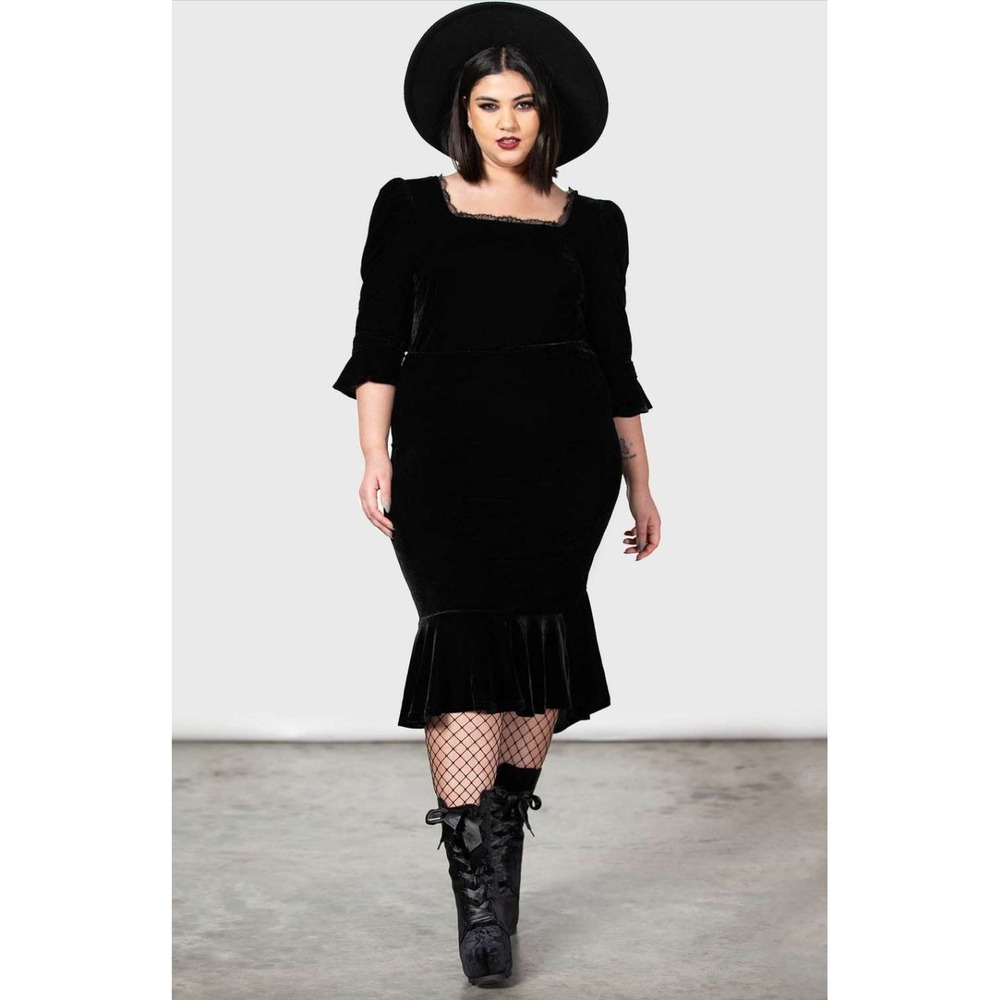 NWT Killstar Drusilla Velvet Midi Skirt Black Gothic Witchy Plus Sizeā 4XL